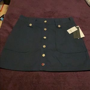 Fashion Union Navy Front-Button Skirt